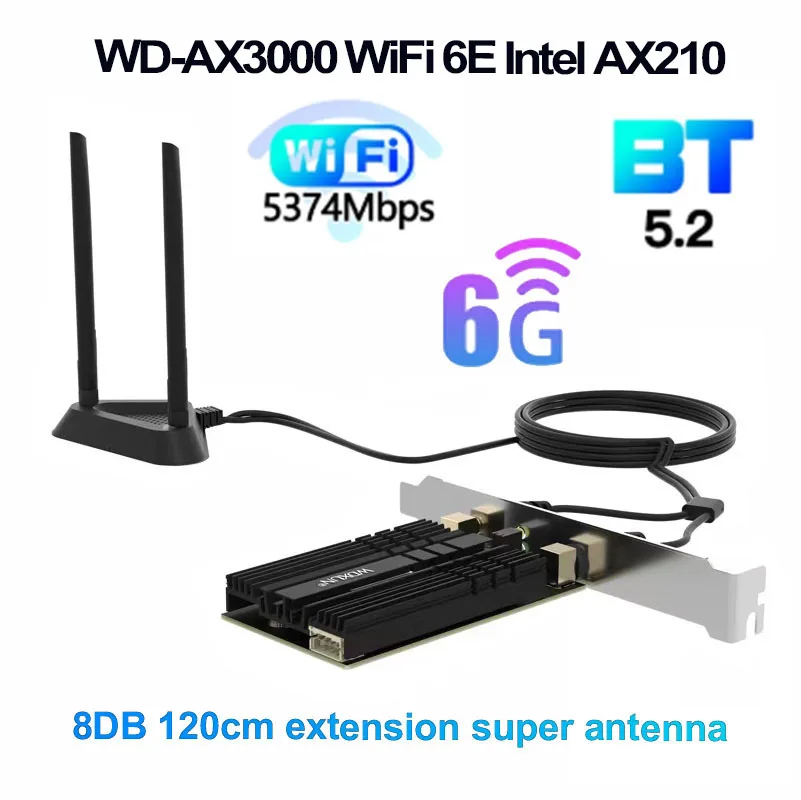 Scheda Di Rete Wireless Desktop Ax210Ngw Ax210 Adattatore Wireless 3000Mbps Wifi Wireless Bluetooth 5.2 2.4Ghz/5Ghz Dual Freque