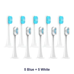 Premium Replacement Brush Heads with Caps - Soft Bristles for Sonic Electric Toothbrush (5Blue5Whit)