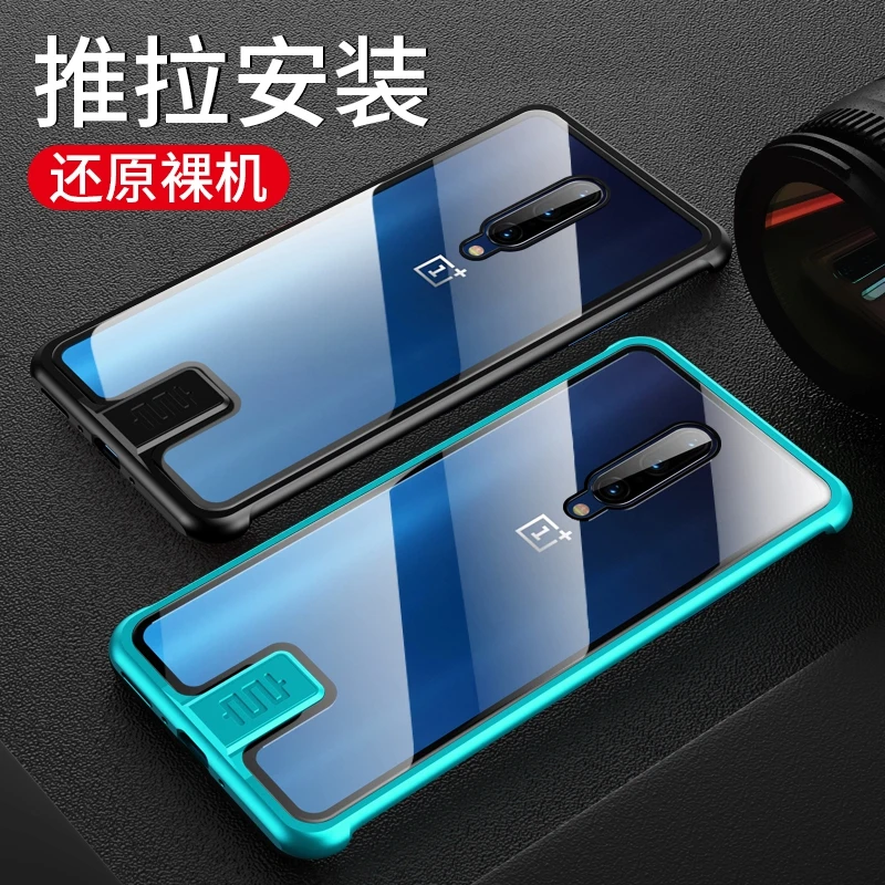 

R-just Push Pull Metal Frame For Oneplus 7 Pro Case Aluminum Bumper Tempered Glass Cover on For Oneplus 7 / 6T Cases