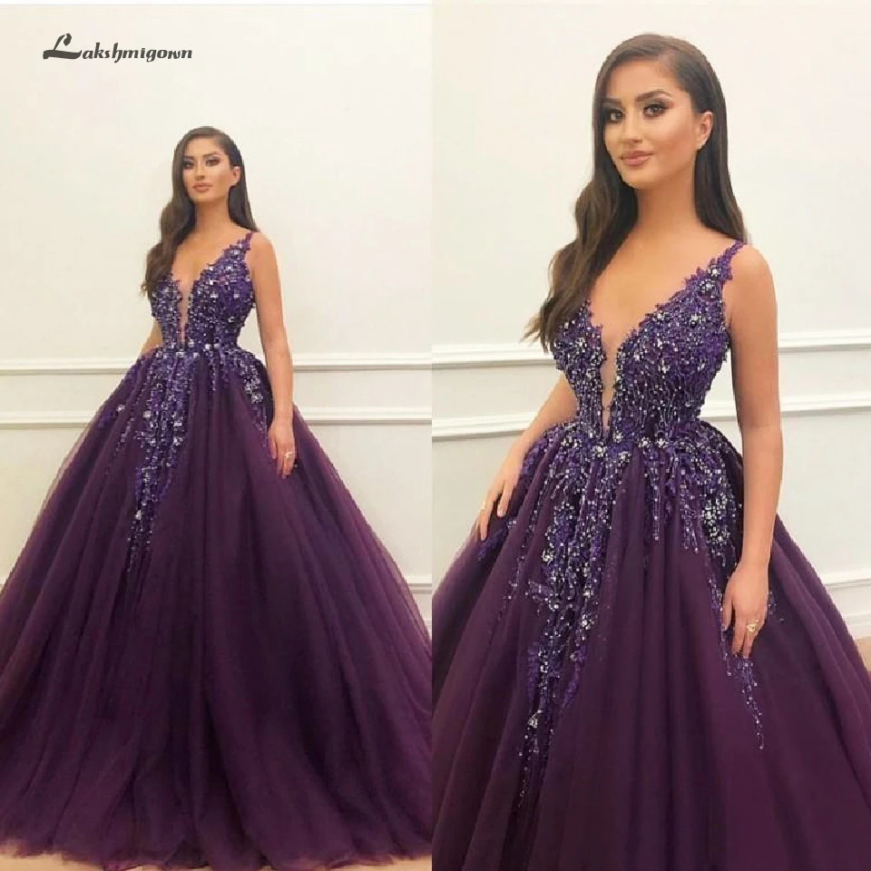 Lakshmigown Crydstal длинное фиолетовое свадебное платье Vestido de Noiva 2019 кружевное