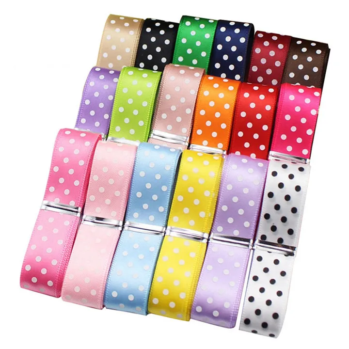 2  5 Yard Single-Sided Dot Print Ribbon For DIY Gift Wrap Belt15mm Satin Ribbons Handmade Clothing  Ribbon Strip Hair Accessories