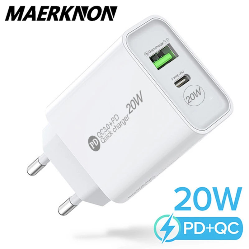 Maerknon PD 20W USB Charger Quick Charge QC 3.0 Fast Phone Wall Charger Adapter For iPhone 13 12 Pro iPad Huawei Xiaomi Samsung 1