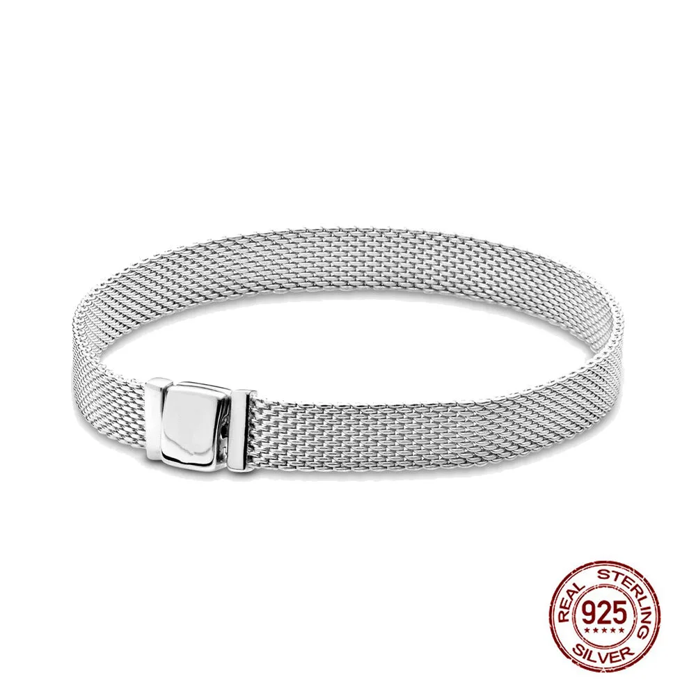 

Authentic 925 Silver Bracelet Reflexions Mesh Bracelet Fit Original Reflexions Friendship Bangles For Women Luxury Jewelry
