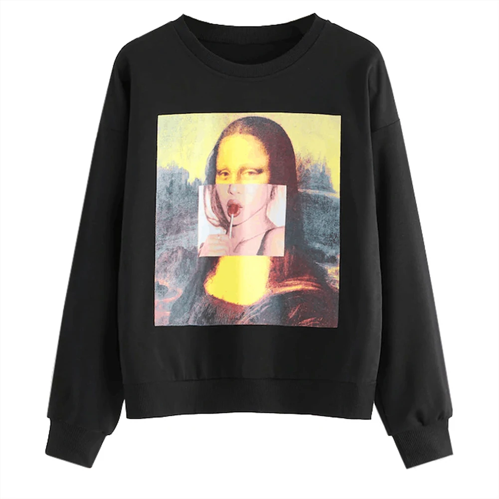 

Kureas Women's Fashion 3D Printing Long Sleeve Pullover Sweatershirt Round Neck Women Tops Autumn Winter Jumpers