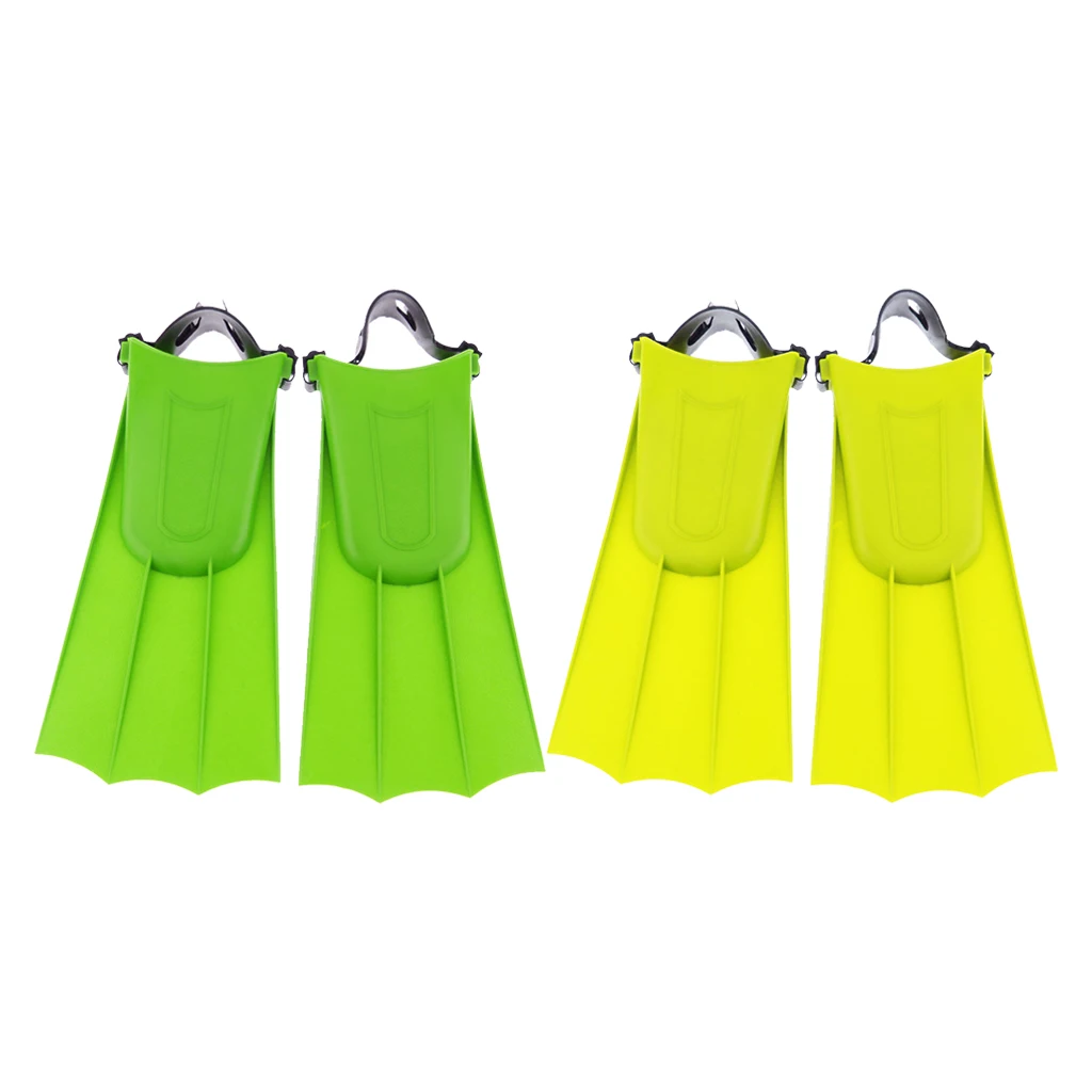 2 Pairs Rubber Short Fins Swim Flippers for Swimming Snorkeling Training Tools, Easy to Put On and Take Off