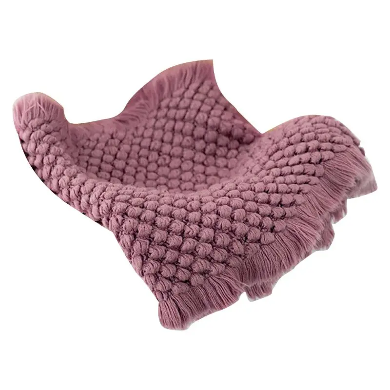 Cotton Wool Crochet Baby Blanket Newborn Photography Props Shooting Basket Filler Chunky Knit Pad