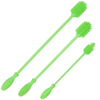 

Silicone Bottle Brush Cleaner Set of 3 - Long Handle Bottle Cleaning Brushes perfect for Narrow Necked Containers, Water Bottles