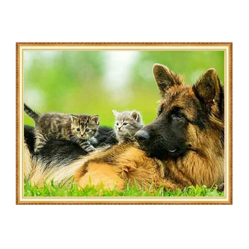 

MEIAN 2020 Animal Diamond Painting Cross-Stitch Embroidery Dog and Cat Mosaic Full Round/Square Drill Rhinestones Home Decor