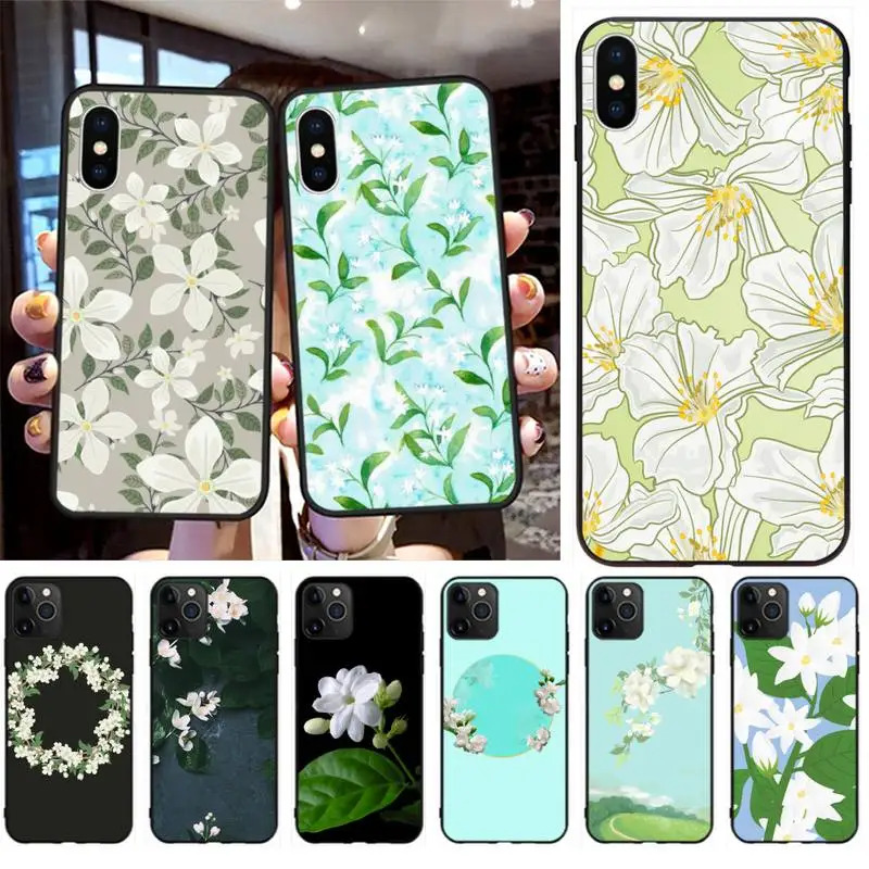 Силиконовый черный чехол Jasmine для телефона iPhone 11 pro XS MAX 8 7 6 6S Plus X 5S SE 2020 XR |