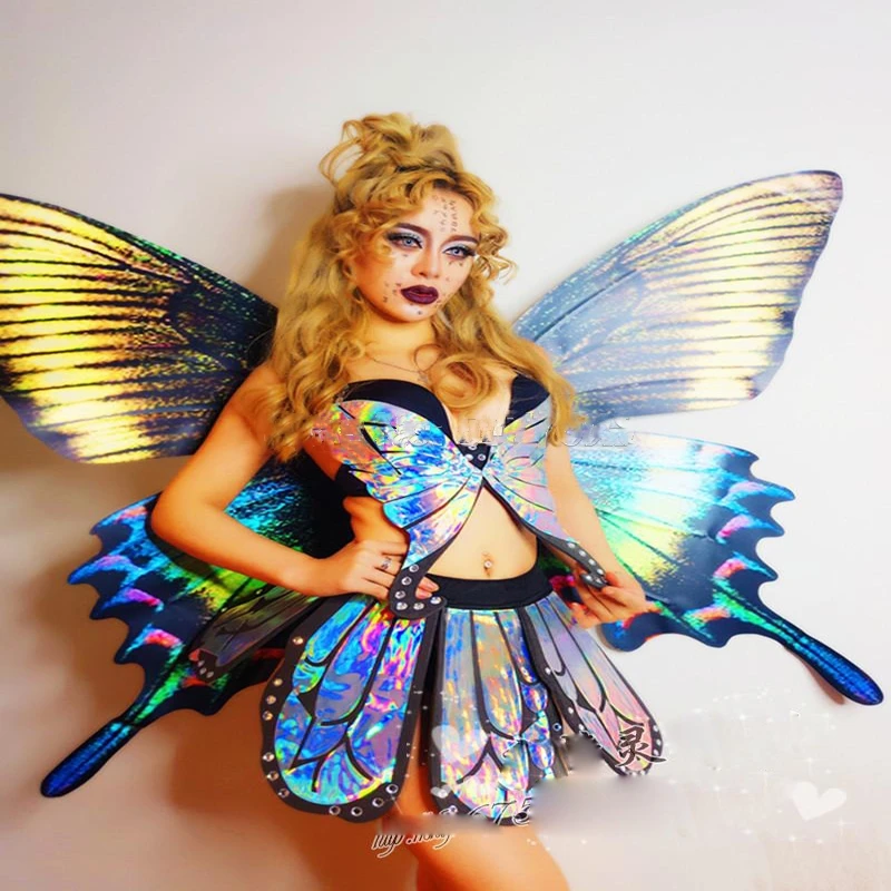 

Sexy Fashion Show Cosplay butterfly costume wings dj djs female singer dance team singer OUTFIT