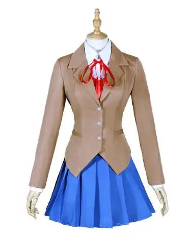 Doki, клубный костюм для косплея, DDLC Monika, школьная форма, костюмы, полный комплект(пальто+ рубашка+ галстук+ юбка - Цвет: costume