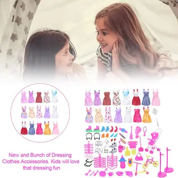 

114pcs Play House Doll Clothes Set Children's Toys Dress Up Doll Accessories Children Play House Toys