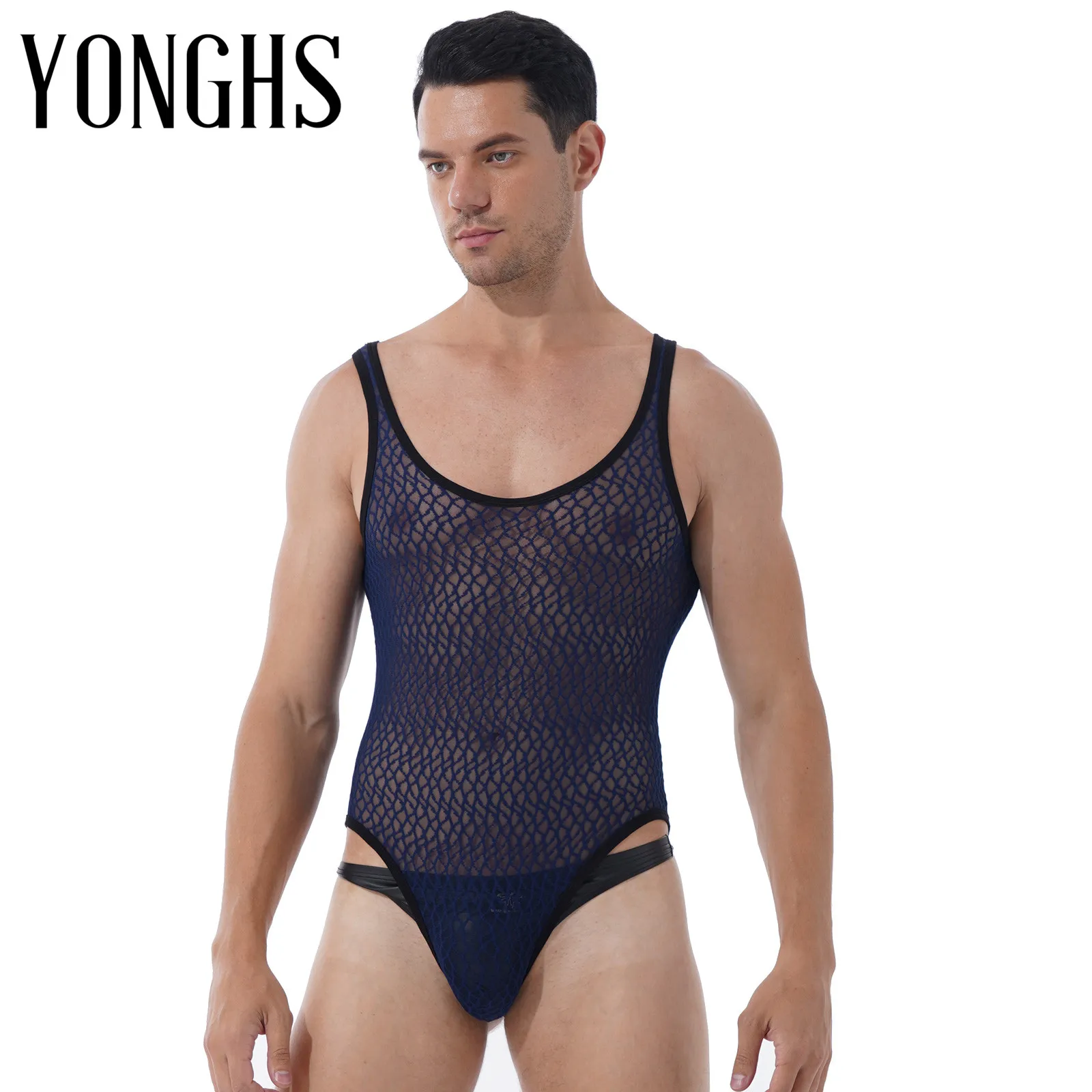 Underwear Men's Clothing Mens Bodysuit Front Zipper Leotard Jumpsuit