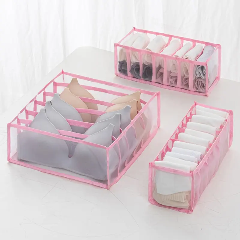 Dormitory closet organizer for socks home separated underwear storage box 11 grids bra organizer foldable drawer