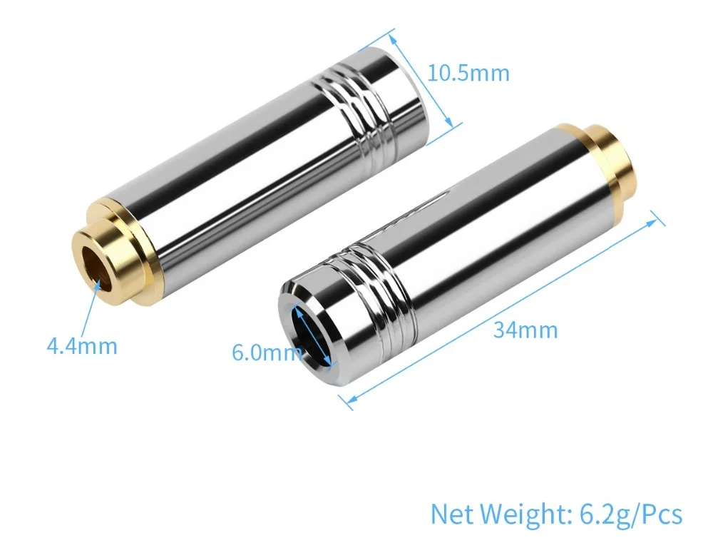 Audio Plug, brilhante Shell Metal Adapter, DIY