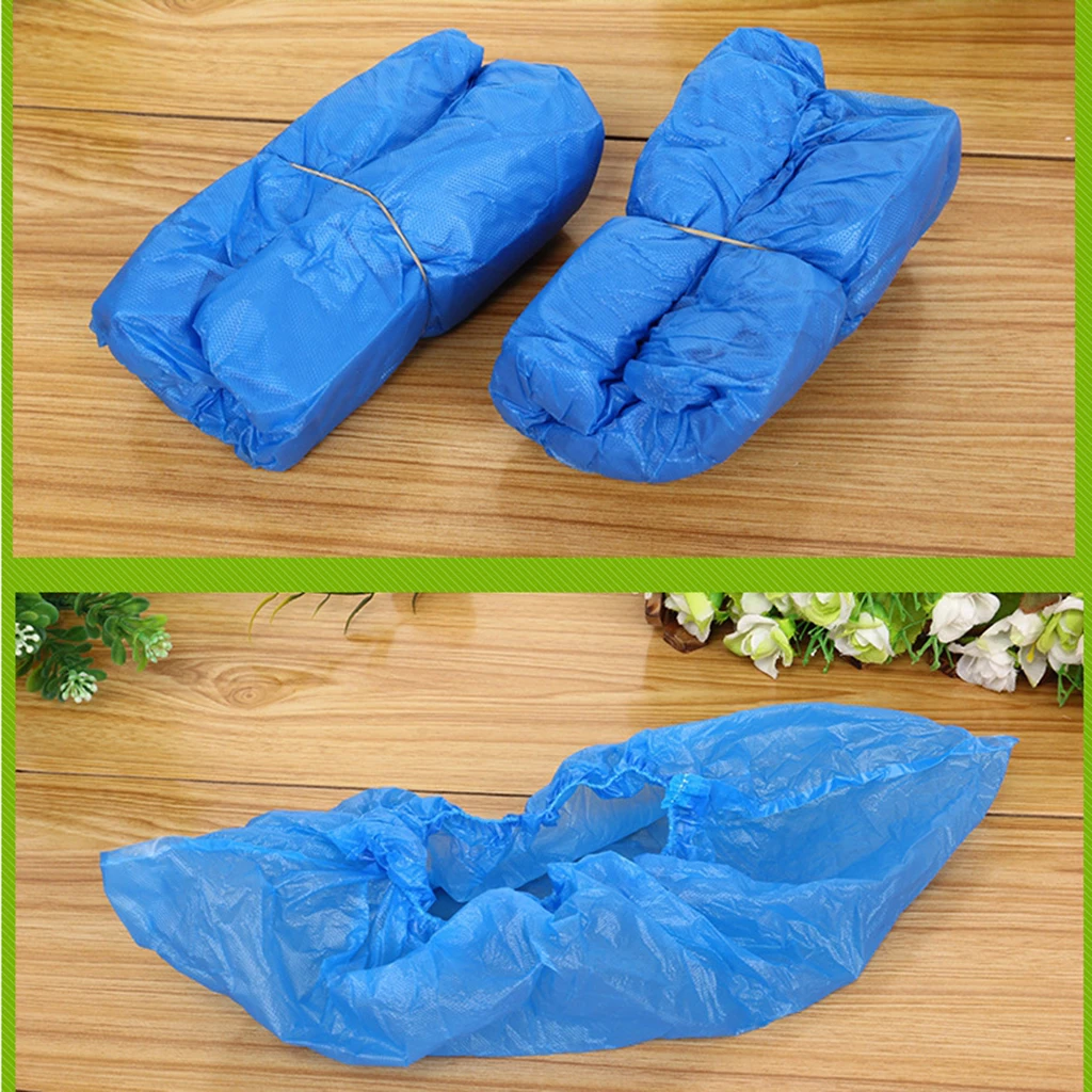 200pcs 100 Pairs Boot Shoe Covers PE Non Slip Disposable Overshoes HOT