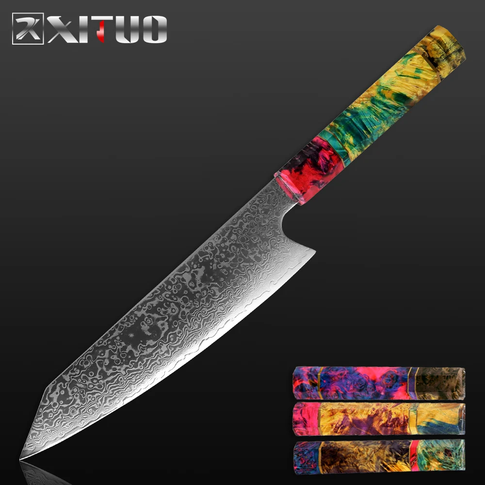 XITUO Chef Knife 8" inch Damascus Steel Professional Japanese Kitchen Knife Sharp Cleaver Kiritsuke Gyuto Santoku Cooking Tools