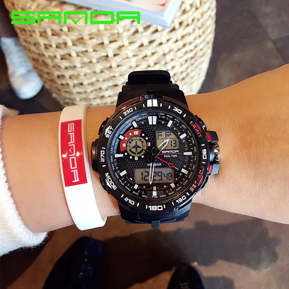 

SANDA Table Trend of Fashion Outdoor Multi-functional Sports Dual Display Electronic Watch Waterproof Men And Women Middle And L