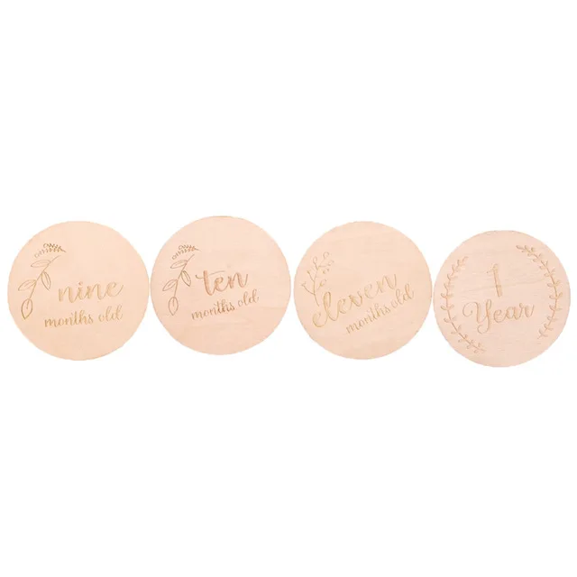 Wooden Baby Month Milestone Card Newborn Birth Month Birthday Milestone Wooden Teether Baby Kids Photography Props Toy Card2