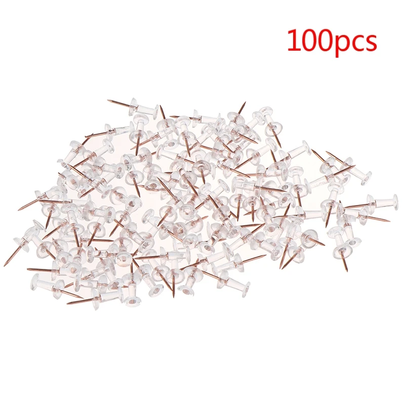 100 unids/lote transparente Rosa oro alfileres pulgar Thumbtack de pines dibujo Pared de fotos pendientes de la Oficina de la escuela suministros