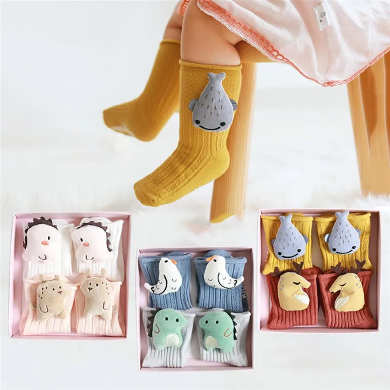 2 пар/кор. Детские носки тапочки с нескользящей подошвой хлопковая Кукла