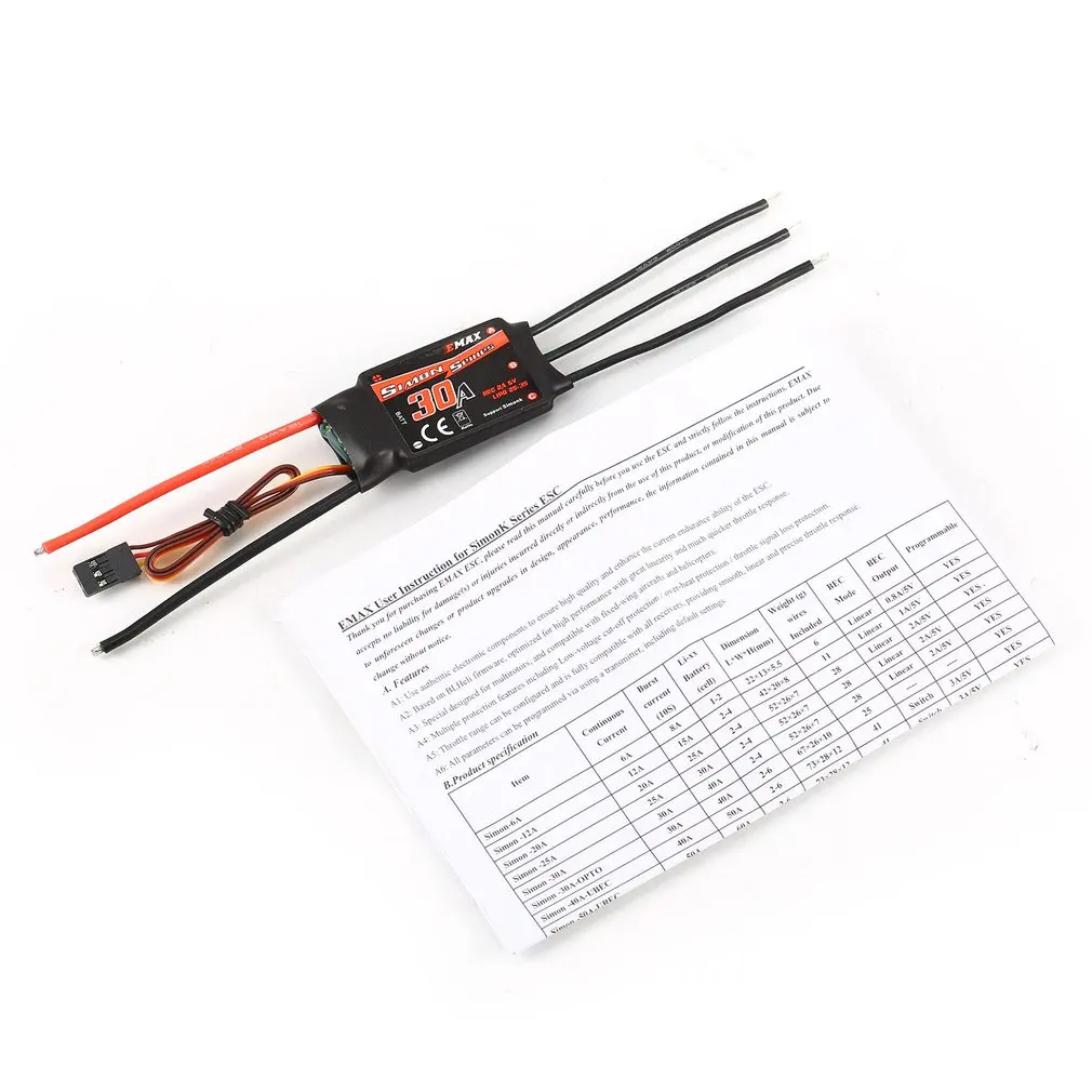 EMAX Simonk серии 20A/30A ESC Бесщеточный скоростной контроль 2-3S Lipo BEC 2A/5V для мультикоптера
