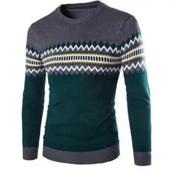 

Fashion men Sweater autumn winter color patchwork warm pullover New mens O-neck Long sleeve Knitted sweater Brand clothing S-3XL