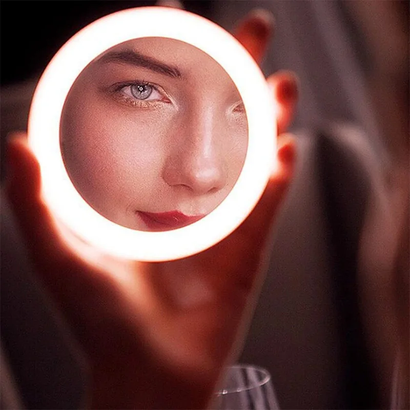

Dropshipping Wireless Charging LED Makeup Mirror Portable Round 3 Modes Adjustable for Women Top Luxury Best Hot Sale SMJ