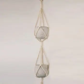 

Hanging Flower Basket Home Gardening New Pot Holder Hemp Rope Weaving Craft Simple and Fashion Flower Basket Decoration