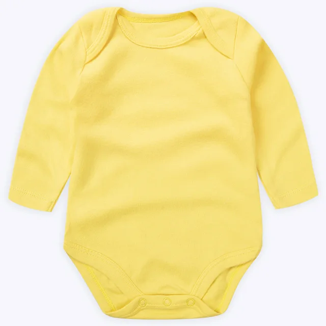2021 Baby Ropa Bebe Newborn Girl Long Sleeve Rompers Clothes Bodysuits Kids New 3-24M Boys Infant Cotton Summer Body Pure Color Yellow A