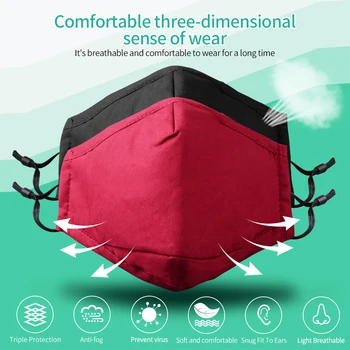 

Cotton PM2.5 Adult Mouth Mask Anti Dust Mask Activated Carbon Filter Windproof Mouth-muffle Flu Reusable Face Masks Care