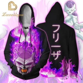 

2020 New Autumn Winter 3D Printed Dragon Ball Z Goku Hoodies Long Sleeve Sweatshirt Zipper Bomber Jacket Streetwear Men Hoodie