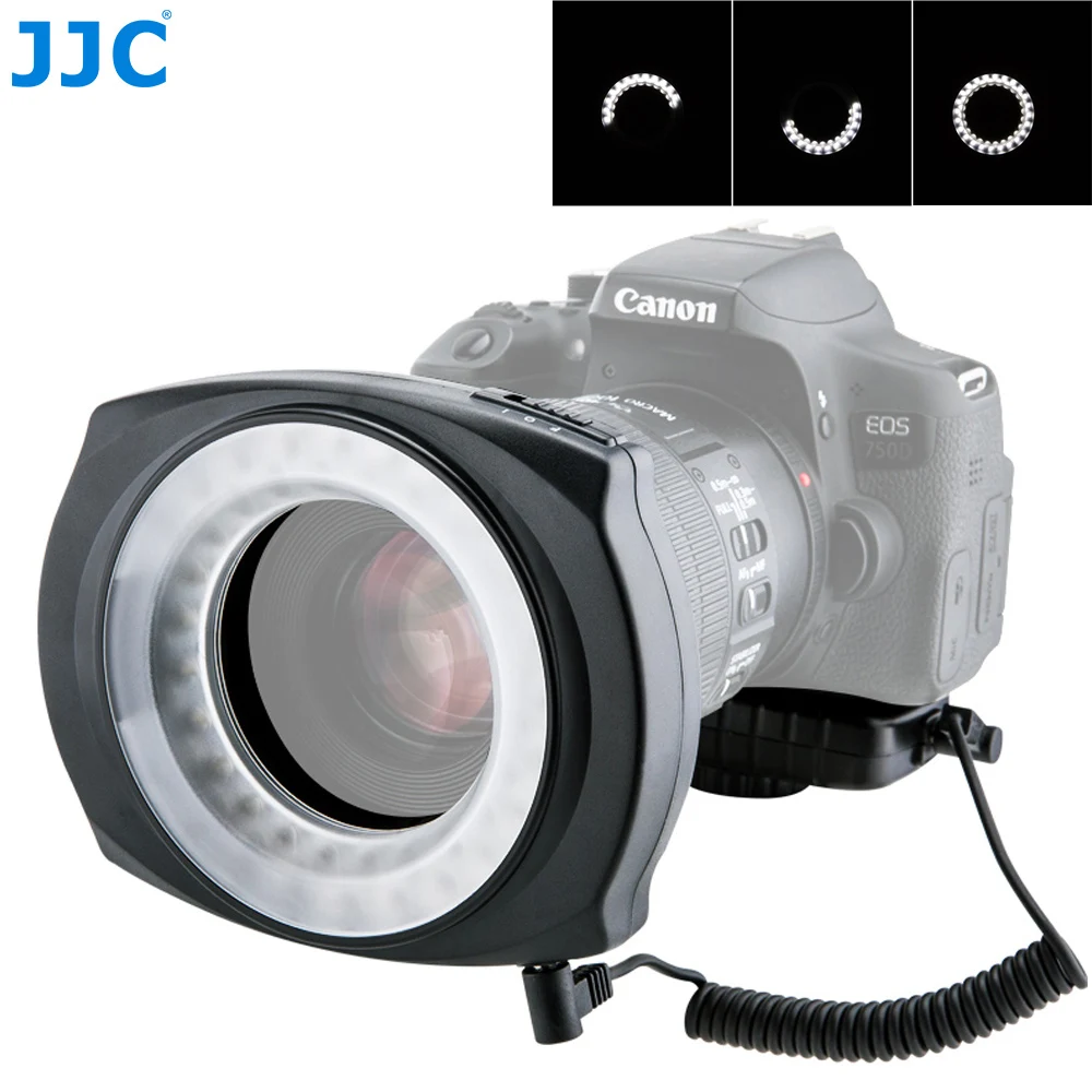 Кольцевой светодиодный светильник JJC для камеры Canon 5D3 5DS 5D4 80D 77D 800D Nikon D7200 D750|Макро-