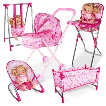 baby doll bed and highchair