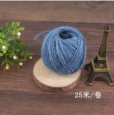 blue 10 шаров* 25 м красочные шпагат украшения пеньковой веревки DIY ручной работы аксессуар натуральный окрашенный Лен нить для вязания крючком ремесло ZL5247 - Цвет: blue