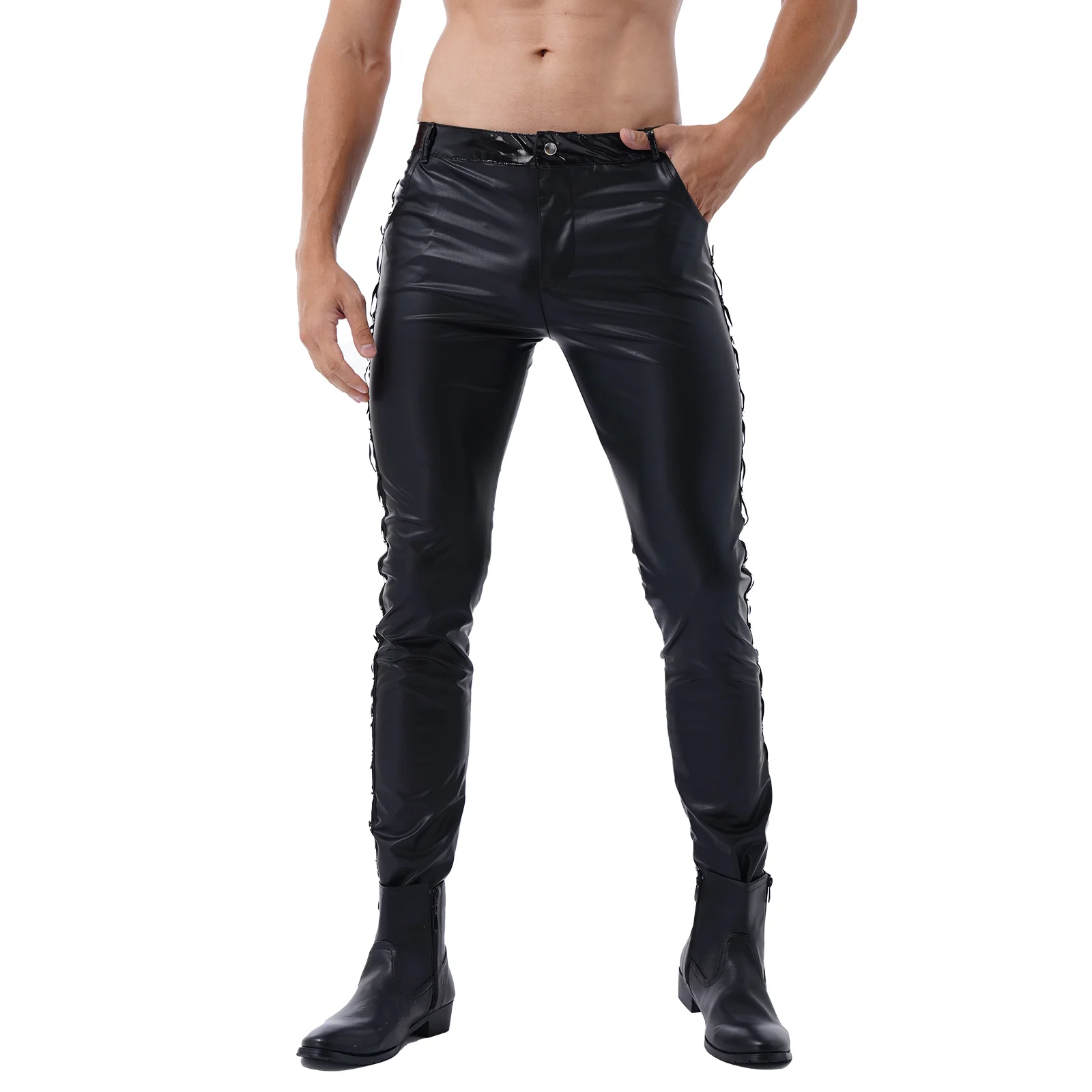 Mens Shiny Pants Leggings Fashion Motor 