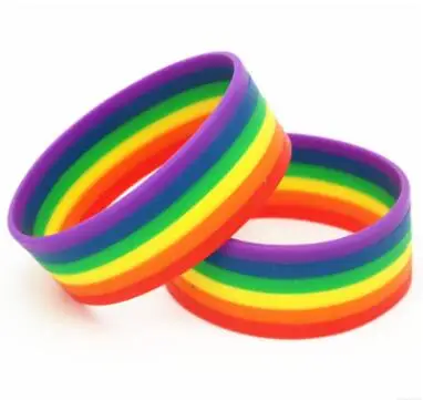 

new fashion Silicone Rainbow Pride Bracelet Mutilayered Rubber Gay Lesbian Wristband Jewelry Freeshipping