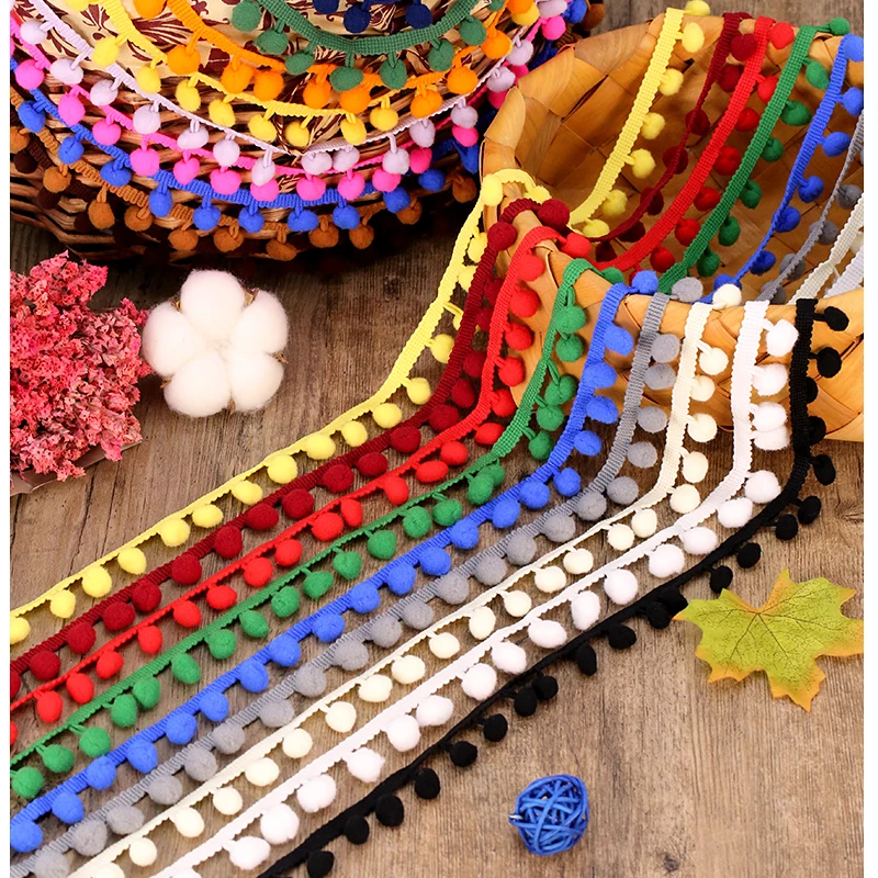 Pom Pom Trim Ball Fringe Ribbon Sewing Lace Kintted Fabric DIY Craft Accessories 2/5/10 Yards pom poms craft supplies craft supplies