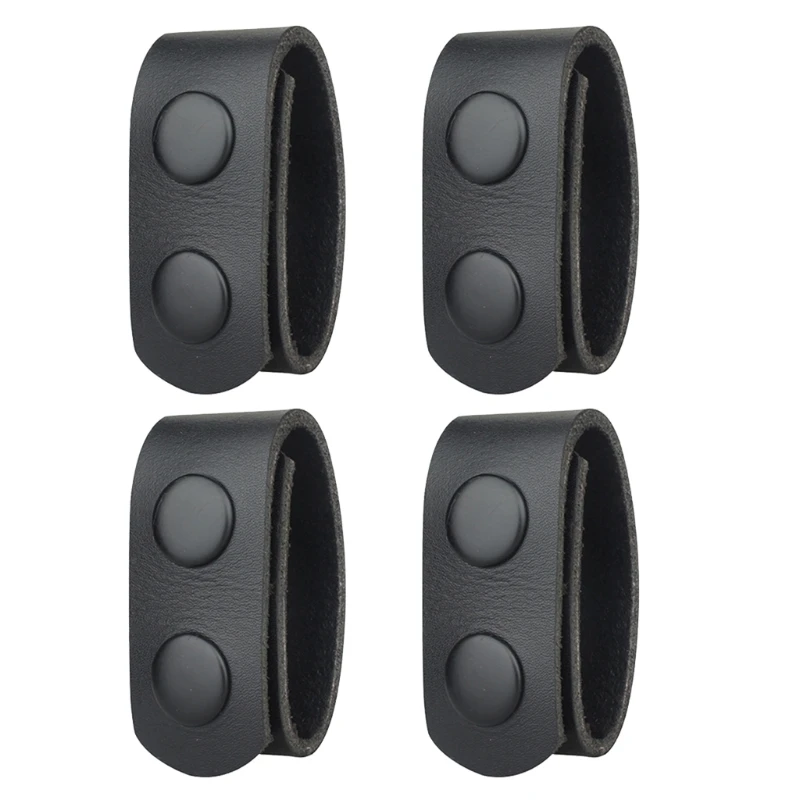 

831C 4 Pieces Leather Belt Keeper with Double Snaps for Wide Duty Belt, Belt Buckle Equipment for Outdoor Sports Belt Fixing