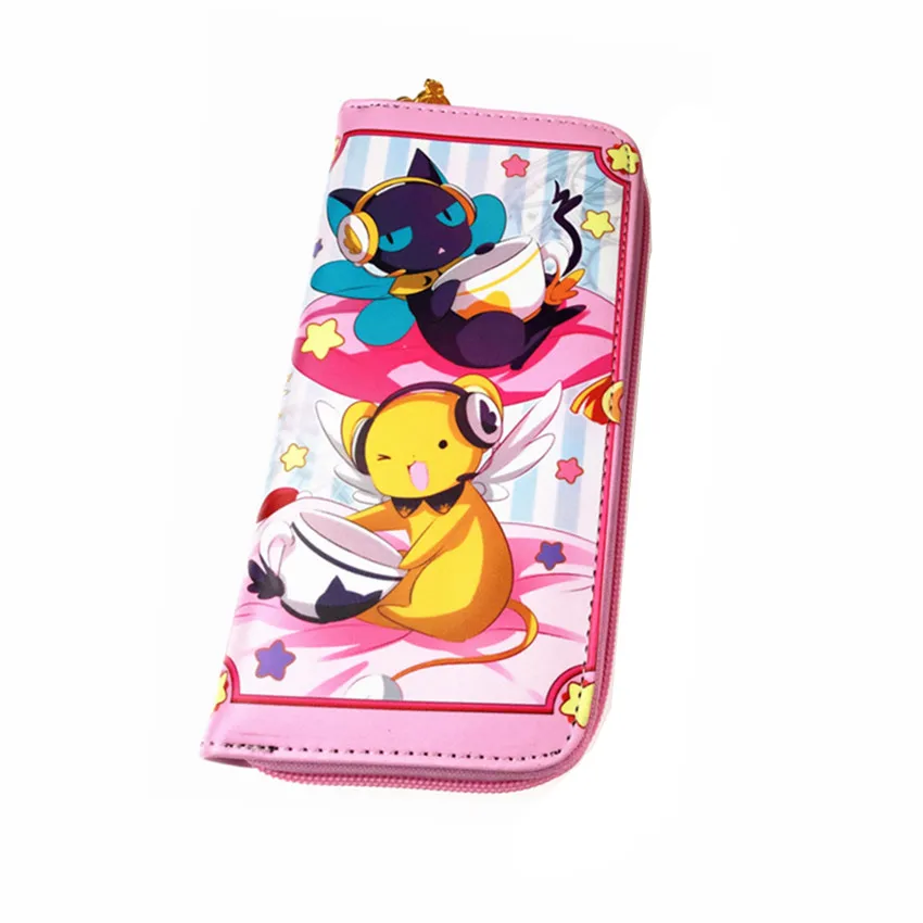 Аниме Cardcaptor Sakura, кошелек на молнии из искусственной кожи, кошелек для карт, кожаный кошелек, держатели для карт, слоистые, для мальчиков и девочек, длинная монета, сумочка с мультяшным принтом
