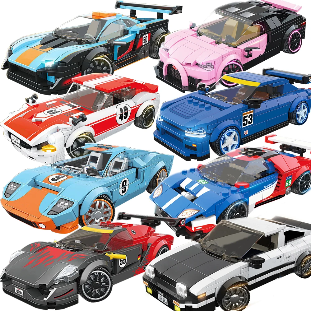 City Car Vehicle Speed Champion Racer Building Blocks Brick Racing Super Car Moc Creative Model Garage Set Educational Toys