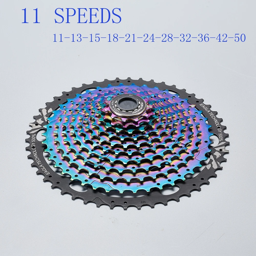 MTB 11S 11-50T Rainbow Cassette 11 Speed Cassette Full steel Durable Ultralight Mountain Bike Flywheel Sprocket For Shimano Sram - Цвет: 11S 11-50T Rainbow