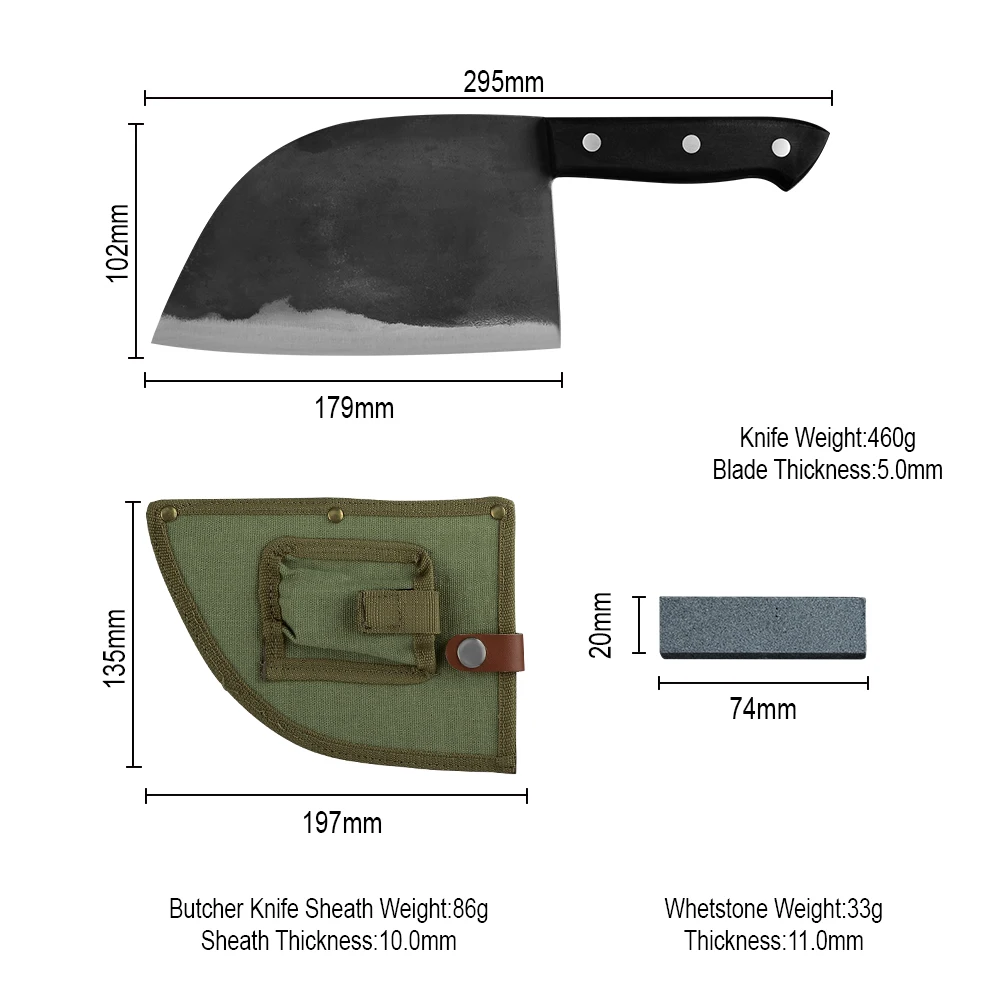 Qing Ножи ручной работы молоток нарезки Кливер Chop кости рыбы кухонный нож из высокоуглеродистой нержавеющей стали разделочный инструмент для приготовления пищи