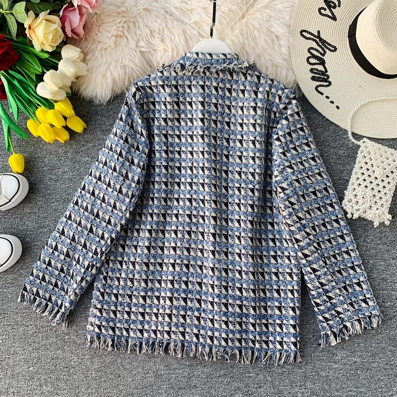 astounding  JoinYouth Tweed Plaid Work Fashion Jacket Women Double Breasted V Neck Office Lady Coat Autumn 2019