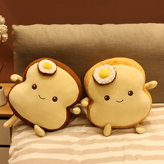 Kawaii Omelette Toast Plush Toy Simulation Sliced Bread & Long Bread Cushion Soft Stuffed Pillow Home Decor Gift for Baby Kids 2