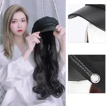 Шляпы с париком прикрепленные для женщин Кепка с длинными кудрявыми волосами карнавальный костюм Маскировка KG66