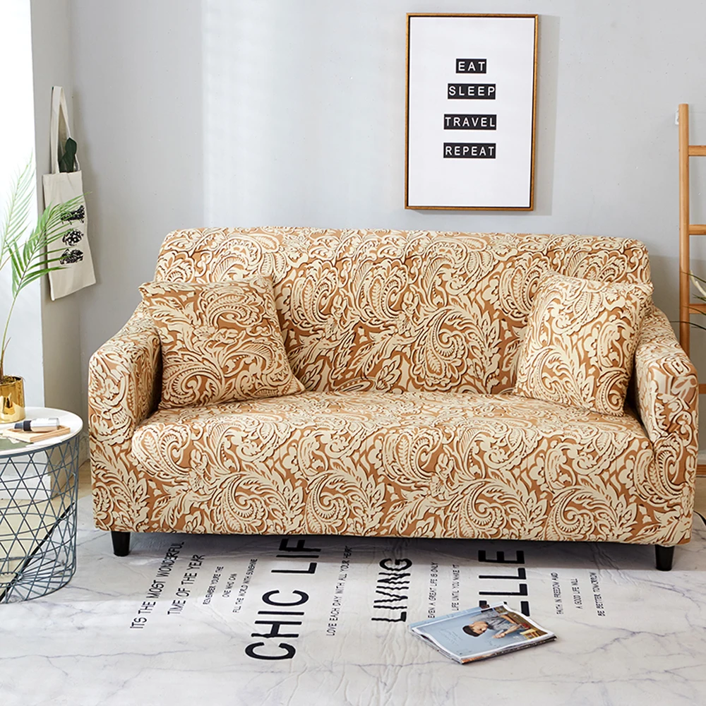 Мягкий эластичный чехол для дивана с рисунком, четыре сезона, чехол из полиэстера, моющийся, нескользящий, эластичный, домашний декор, чехол для дивана, все включено - Цвет: 19