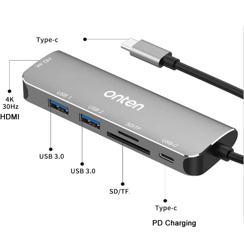 6 в 1 мульти Тип C к HDMI 4K USB 3,0 концентратор USB C к устройство для чтения карт SD TF PD зарядный адаптер для Macbook samsung S8/9