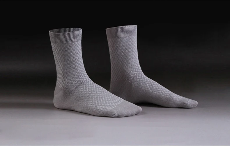 3Pairs/lot Bamboo Fiber Long Socks Men Fashion Crew Socks Plaid Business Socks Man Solid Color Autumn Calcetines hombre