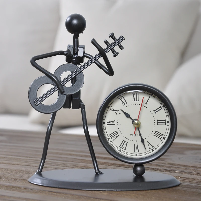 Nordic ins metal clock classical literature and art modern creative living room dormitory desktop funny decorative ornaments